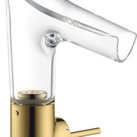 Baterie lavoar baie auriu lucios sticla transparenta cu ventil inclus Hansgrohe Axor Starck V 140, Hansgrohe Axor