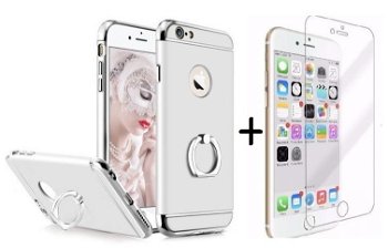 Pachet husa Apple iPhone 6/6S MyStyle Elegance Luxury 3in1 Ring Silver folie de sticla gratis 05hi6arfolie