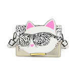 KARL LAGERFELD KIDS, Geanta din piele ecologica cu maner si model choupette, Negru, Alb, Roz