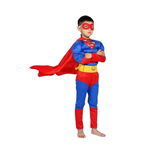 Costum Superman cu muschi, IdeallStore®, 7-9 ani , Albastru , Halloween, IdeallStore