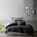 Lenjerie de pat pentru o persoana (DE), Plain - Black, Grey, Cutie de bumbac, Bumbac Ranforce, Cotton Box