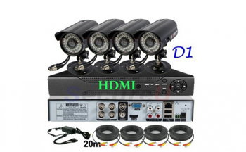 Sistem supraveghere CCTV kit DVR 4 camere exterior/interior, pachet complet, HDMI, internet, vizionare pe smartphone, Ideal Gifts