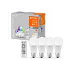 Pachet 4 becuri inteligente LED si telecomanda LEDVANCE Smart+ Wi Fi, 9W, 806lm, dimabil, 2700K - 6500K si RGB, Ledvance