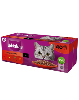 WHISKAS Selectii Mixte, Vită, Pui, Somon și Ton, hrană umedă pisici, (în aspic), multipack WHISKAS Selectii Mixte, Vită, Pui, Somon și Ton, plic hrană umedă pisici, (în aspic), multipack, 85g x 12, Whiskas