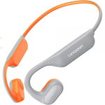 Casti wireless open ear pentru sport, Opetec Race 4, Langsdom, cu microfon, autonomie 15h, rezistenta la apa IPX4, Bluetooth 5.0, alb-portocaliu