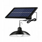 Lampa suspendata solara cu LED, baterie de 2200 mAh, pana la 12 ore de functionare, IP65, negru, OEM