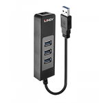 Hub USB Lindy LY-43176, 3 porturi 3.0 + Ethernet, negru, LINDY