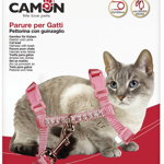CAMON Ham cu lesă pentru pisici, nailon şi ştrasuri 10mm/140cm, diverse culori, Camon