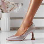 Pantofi Dama cu Toc Siena Roz/Aurii #16656, OneFashionRoom-Lu