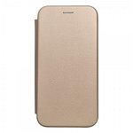 Husa Flip Carte Upzz Magnet Lux Compatibila Cu iPhone 14 Pro, Piele Ecologica, Gold, Upzz