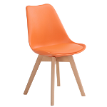 Scaun bucatarie tapitat portocaliu Depozitul de scaune Celia, piele ecologica, cadru lemn, max. 110 kg, 48.5 x 50 x 82.5 cm, Depozitul de scaune