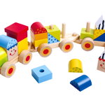 Trenulet cu piese de stivuit din lemn Tooky Toy