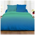 Lenjerie de pat King Size bumbac, 2 persoane, 4 piese, albastru, model Marine, Ideal P-Online Concept