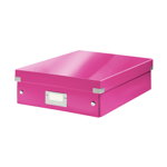 Cutie depozitare Leitz WOW Click & Store Organizer carton laminat medie roz, Leitz