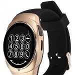 Smartwatch iUni Clasic O100 14355, LCD Capacitive touchscreen 1.3inch, 64MB RAM, Pedometru (Negru-Auriu), iUni