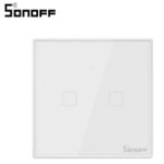 Intrerupator smart cu touch, Wifi + RF 433MHz, 2 canale, 4A, alb, Sonoff T2EU2C-TX, Sonoff