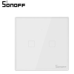 intrerupator inteligent cu touch sonoff t2 eu tx, wireless + rf 433, 2 canale, compatibil ios android, amazon alexa google assis, SONOFF