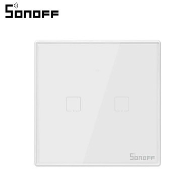 Intrerupator dublu cu touch Sonoff T2EU2C, RF, Control de pe telefonul mobil