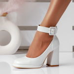 Pantofi Dama cu Toc Rylee Albi #16286, OneFashionRoom-ESI