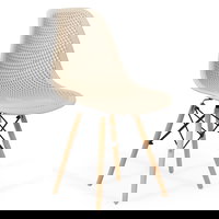 Scaun modern din plastic cu picioare din lemn de fag BUC 254 gri, 