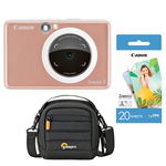 Canon camera foto instant Zoemini S2 Rose Gold cu hartie (20) si geanta