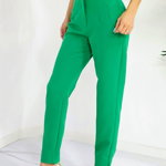 Pantaloni eleganti, ChicMe, croiala conica si buzunare, Verde smarald, FashionForYou