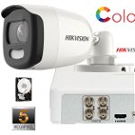 Kit complet supraveghere video Hikvision 2 camere ColorVU 5mpx (2K+) IR 20M, HDD 1 TB, HIKVISIONKIT