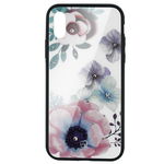 Carcasa iPhone X / XS Just Must Glass Diamond Print Flowers White Backgound