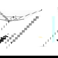 Uscator de rufe rotativ cu 4 brate + cu suport fixare pamant + husa + set carlige rufe, Brabantia, Lift-O-Matic, 50 m capacitate de uscare, otel, gri metalizat, Brabantia