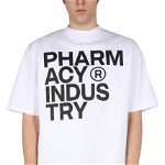 PHARMACY INDUSTRY Logo Print T-Shirt WHITE, PHARMACY INDUSTRY