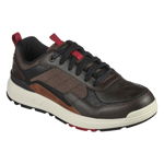 Skechers, Pantofi sport de piele ecologica si material textil Rozier Willron, Maro inchis, 41