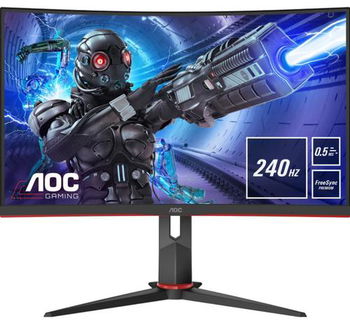 Monitor Gaming curbat LED VA AOC C27G2ZE/BK, 27" Full HD, 240Hz, FreeSync Premium, Flicker Free, negru-rosu