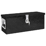 vidaXL Кутия за съхранение, черна, 60x23,5x23 см, алуминий, vidaXL