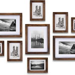 Set de 11 rame foto LOKCASA, lemn, alb/maro, 12.7 x 17.8 cm / 10.2 x 15.2 cm