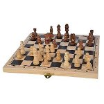 Joc de sah 29x29 cm, cu piese din lemn Deluxe Wooden Chess 606108014