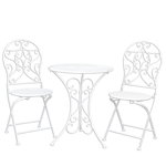 Set masa si 2 scaune fier alb Ø 60x70 cm, 40x40x92 cm
