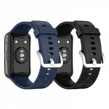 Set 2 curele din silicon pentru smartwatch Huawei Watch Fit negru albastru