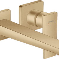 Baterie lavoar Hansgrohe Metropol de perete  pipa 225mm  fara ventil  necesita corp incastrat  bronz periat, Hansgrohe