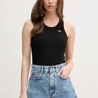 Lacoste top din bumbac culoarea negru, Lacoste