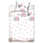 Set lenjerie pat copii Pink Elephant 100x135 + 40x60, SunCity, Roz