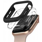 Set 2 X Husa Ringke Slim Compatibila Cu Apple Watch 4/5/6/se 44mm, 1 X Negru, 1 X Transparenta