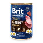 Brit Premium By Nature, Junior, Curcan și Ficat, Conservă hrană umedă fără cereale câini, (pate), 400g, Brit