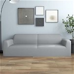 vidaXL Husă elastică pentru canapea cu 3 locuri poliester jerseu, gri, vidaXL