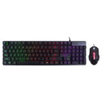 KIT Gaming Tastatura si Mouse Spacer SP-GK-01 cu fir, USB, tastatura RGB rainbow + mouse optic 7 culori, black, SPACER