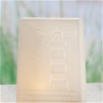 Veioza cu LED Light House, Portelan, Alb, 12.5x16.5x6 cm, GILDE