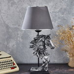 Lampa de masa, FullHouse, 390FLH1918, Baza din lemn, Argintiu / Antracit, FullHouse