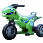 Motocicleta electrica cu 3 roti, 12V, 2 motoare, 3-7 ani, Dino verde, Krista