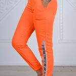 Pantaloni dama casual cu buzunare portocaliu cod : 6649