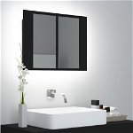 vidaXL Dulap de baie cu oglinda si LED negru 60x12x45 cm acril