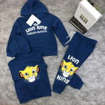 Compleu Vatuit Lion King, Albastru, 2 Piese, Hanorac si Pantaloni, Pentru Baietei, 3-8 Ani, CaroKids